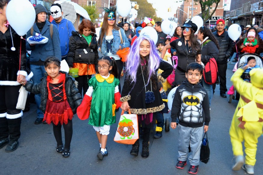 A prior Jackson Heights Halloween Parade (Photo via Jackson Heights Beautification Group Facebook page)
