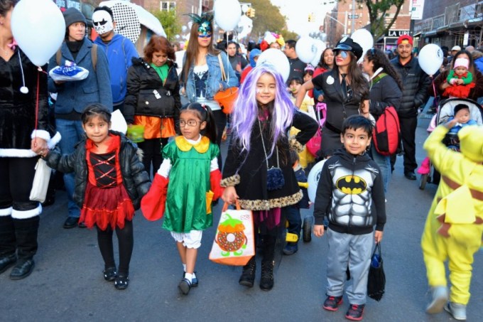 A prior Jackson Heights Halloween Parade (Photo via Jackson Heights Beautification Group Facebook page)