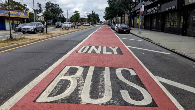 A bus lane on Merrick Boulevard (DOT)