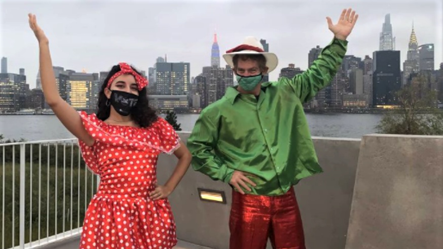 Rob Basch, president of the Hunters Point Park Conservancy and Valeria Olaya-Florez, a Cumbia dancer based in Middle Village.