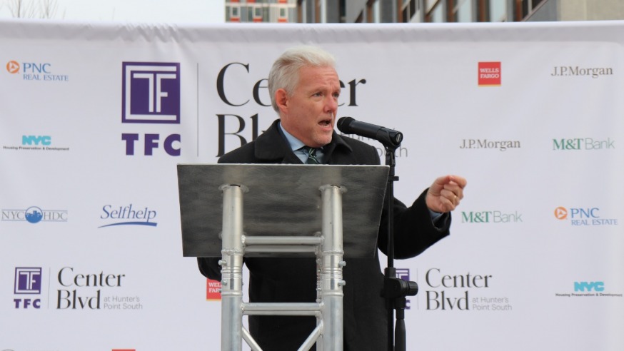 Council Member Jimmy Van Bramer speaking at the ribbon (Photo by Michael Dorgan, Queens Post) (1)