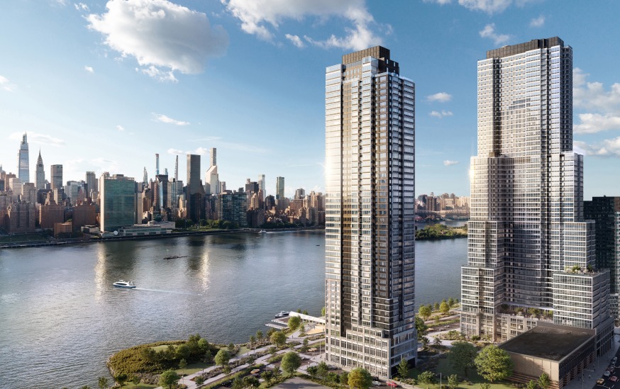 Rendering of TF Cornerstone’s two-tower development on the Long Island City waterfront (TF Cornerstone)