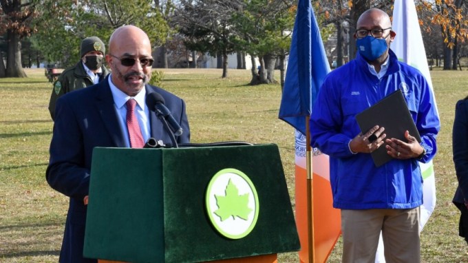 NYC Parks Queens Borough Commissioner Michael Dockett, Queens Borough President Donovan Richards,