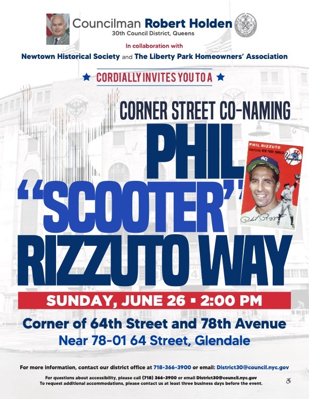 Street Corner in Glendale to Be Co-Named After Veteran Broadcaster and  Yankees Legend Phil Rizzuto - Ridgewood Post