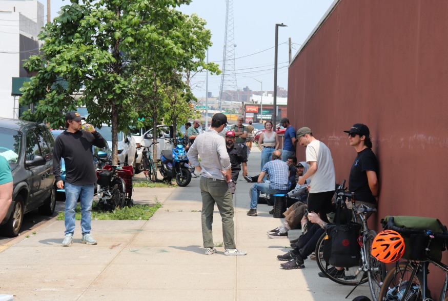 Writers Guild picket outside Silvercup Studios in Queens stops tv show production, as Hollywood Actors Guild Votes to authorize strike (Photo by Michael Dorgan)