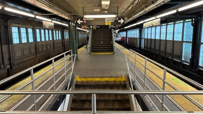 The project at the Queensboro Plaza subway station includes installing two elevators at the southern entrance of the station to make the station fully accessible. (Photo by Michael Dorgan)