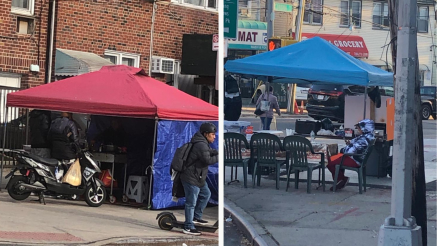 Unauthorized vendors operating on sidewalks (Photos provided by Council member Moya's Office)