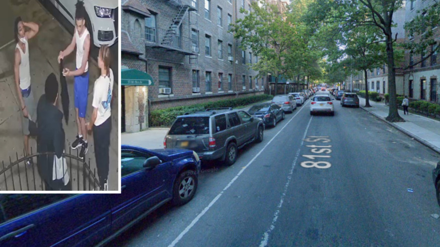 The suspects and Woodside (Photos by NYPD and Google Maps)