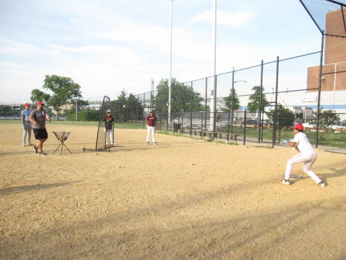 NYC Rising Stars 2024 test out their batting skills on Whitey Ford Field. Courtesy of Neil Herdan. 