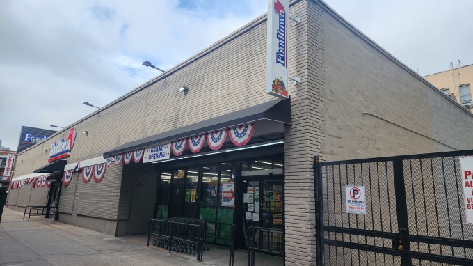 Flags, bunting and banners celebrating FoodTown's grand opening. Photo: Shane O'Brien