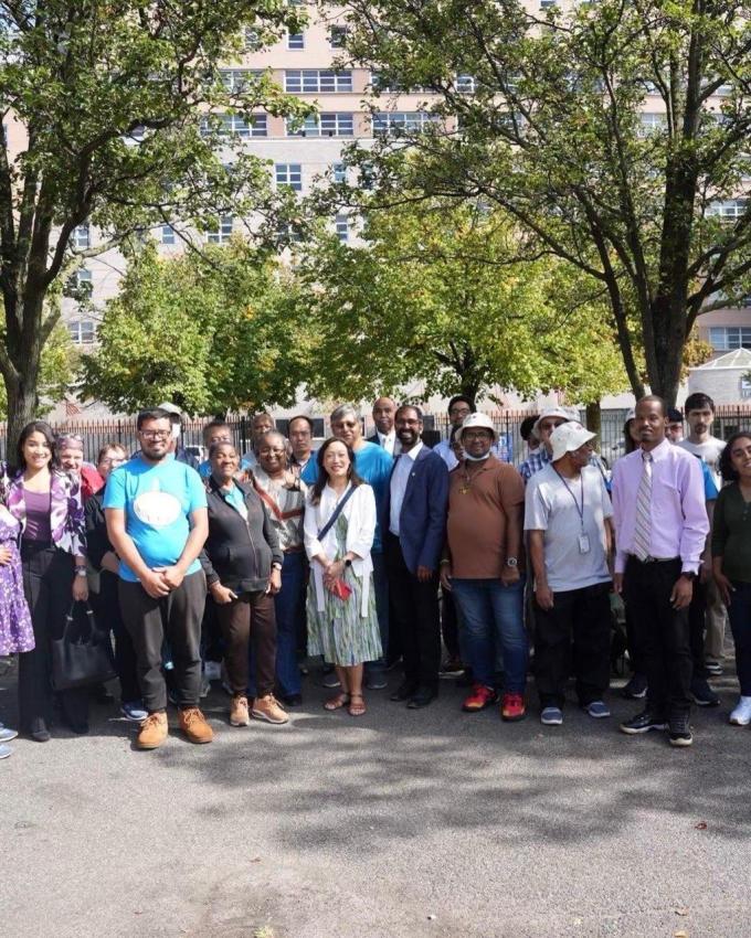 Council Members and mental health advocates outside Elmhurst Hospital-based Lifelinks Clubhouse. 