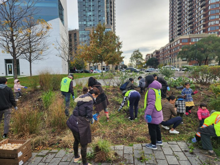 Volunteers take part in Bulb Fest 2023. Photo: Hunters Point Parks Conservancy.