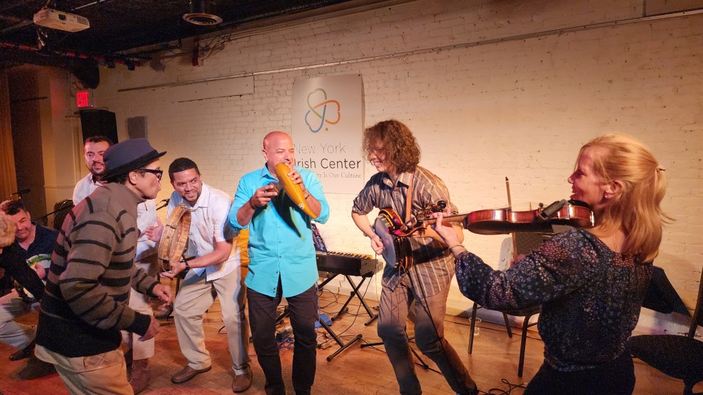 Irish and Puerto Rican musicians perform at the inaugural Crossroad Concert at the New York Irish Center. Photo: Shane O'Brien