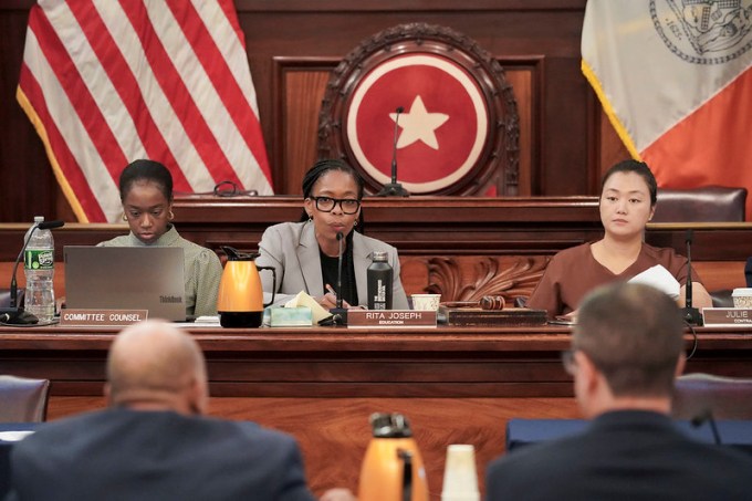 Council Members Rita Joseph and Julie Won at Monday's oversight hearing. Photo: Gerardo Romo / NYC Council Media Unit