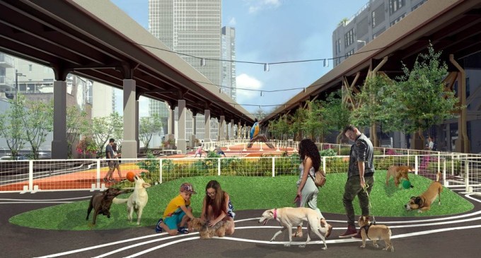 Rendering for the planned dog run at LIC Ramps. Photo: Community Board 2 Presentation