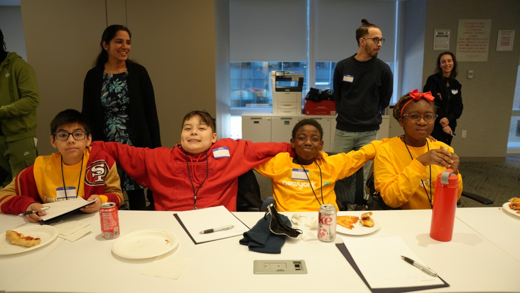 PS/IS 78 Q students at Morgan Stanley's 7th Avenue office for last week's end-of-semester celebrations. Photo: New York Edge