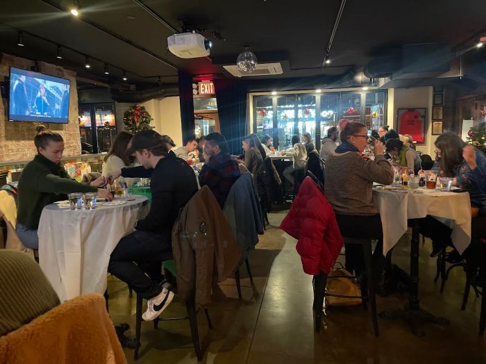 Adults participating in Rivercrest's adult ornament-making event. Photo: Rivercrest.