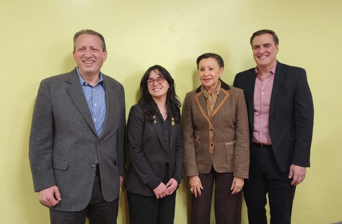 From left to right: Comptroller Brad Lander, Assembly Member Claire Valdez, U.S. Rep. Nydia Velazquez and State Sen. Mike Gianaris. Photo: Shane O'Brien