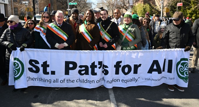 St. Pat's for All organizers and grand marshals march during the 2025 St. Pat's for All Parade. Photo: Ramy Mahmoud