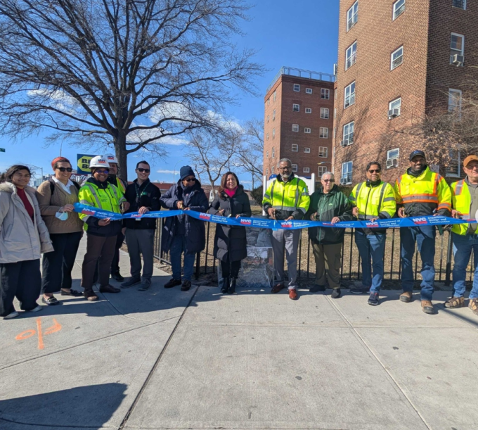 Won, González-Rojas and advocates gather at the Woodside Houses complex. Photo: Julie Won Instagram.