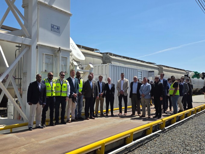 Truck loading facility at the new Blissville rail terminal. Photo: Shane O'Brien.