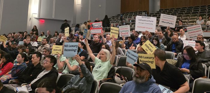 Residents express both support and opposition to the OneLIC neighborhood plan. Photo: Shane O'Brien.