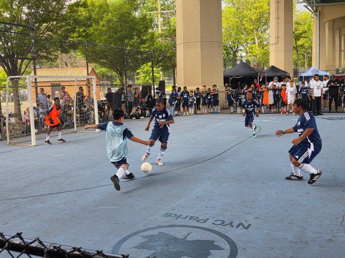 A Rose Bank player attempts a shot against South Jamaica in Sunday's Community Cup. Photo: Shane O'Brien.