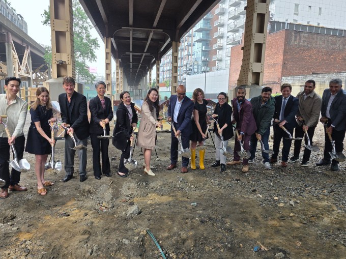 Council Member Julie Won joins city officials and private partners for Tuesday's groundbreaking. Photo: Shane O'Brien