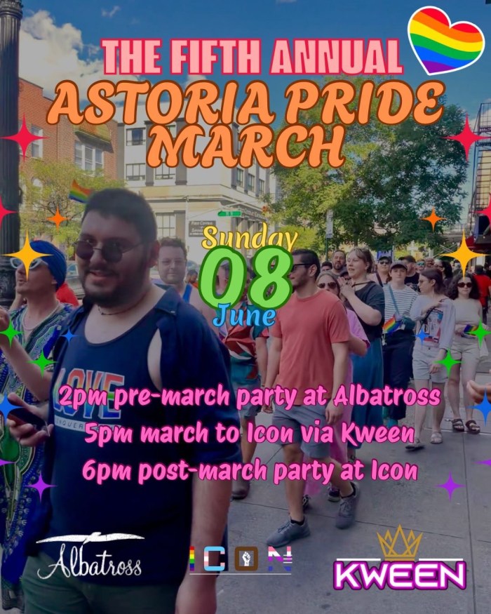 Poster advertising Astoria Pride Parade. Courtesy of Albatross Bar.